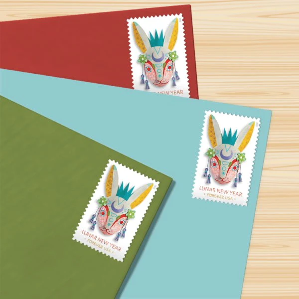 100 Forever Stamps 2023 USPS First-Class Year of the Rabbit Stamps 5 Books (20PCS/Book)