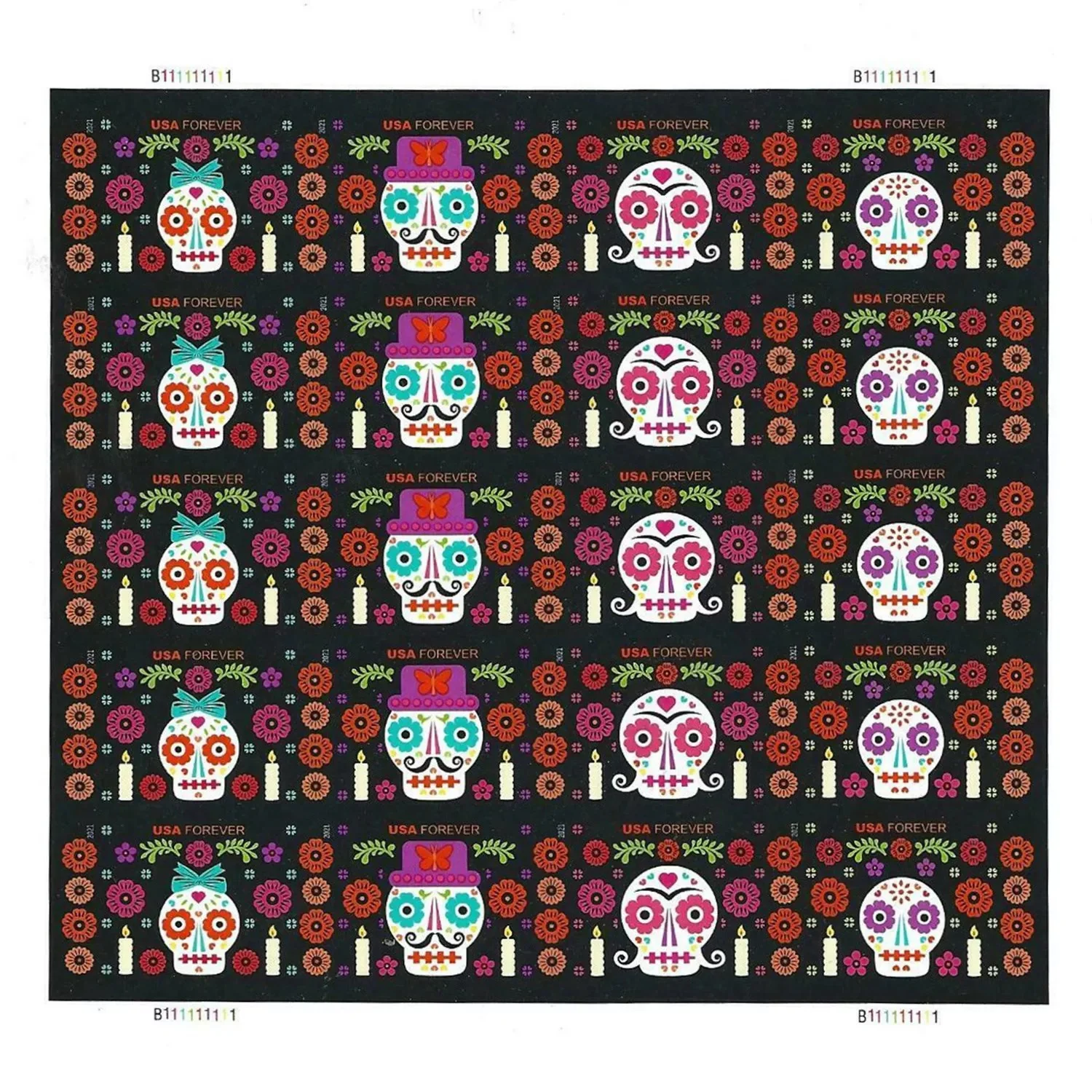 2021 Day of the Dead Stamps 100pcs/Pack