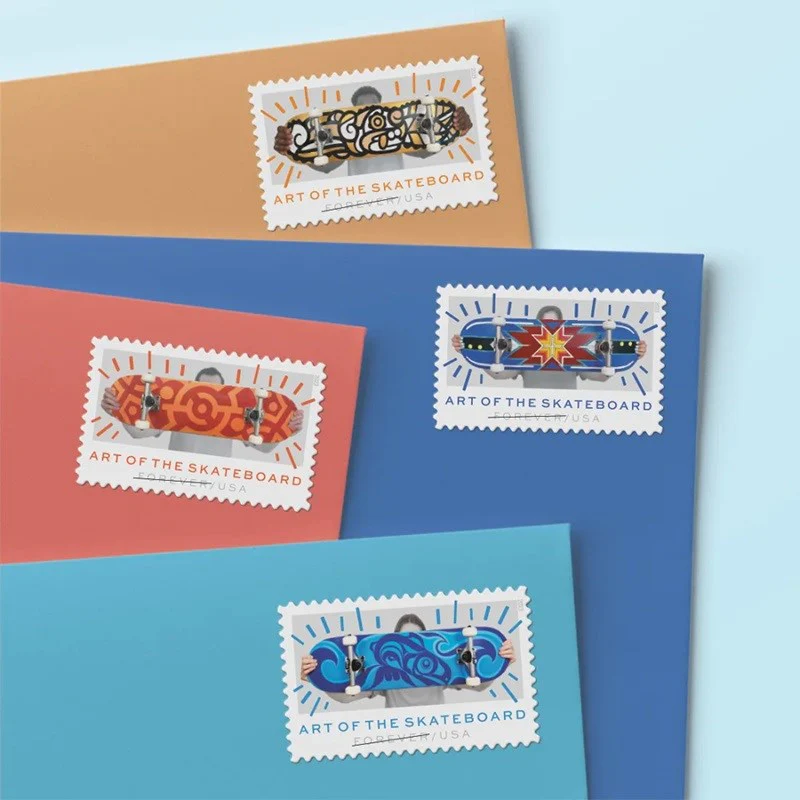 100 Forever Stamps 2023 USPS First-Class Art of the Skateboard 2023 Stamp 5 Books (20PCS/Book)