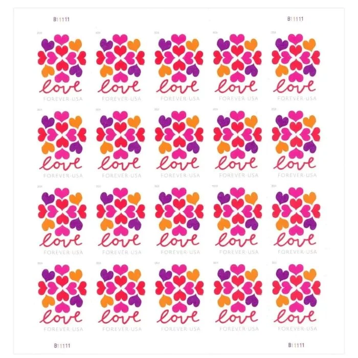 2019 Hearts Blossom Love Stamps 100pcs/Pack