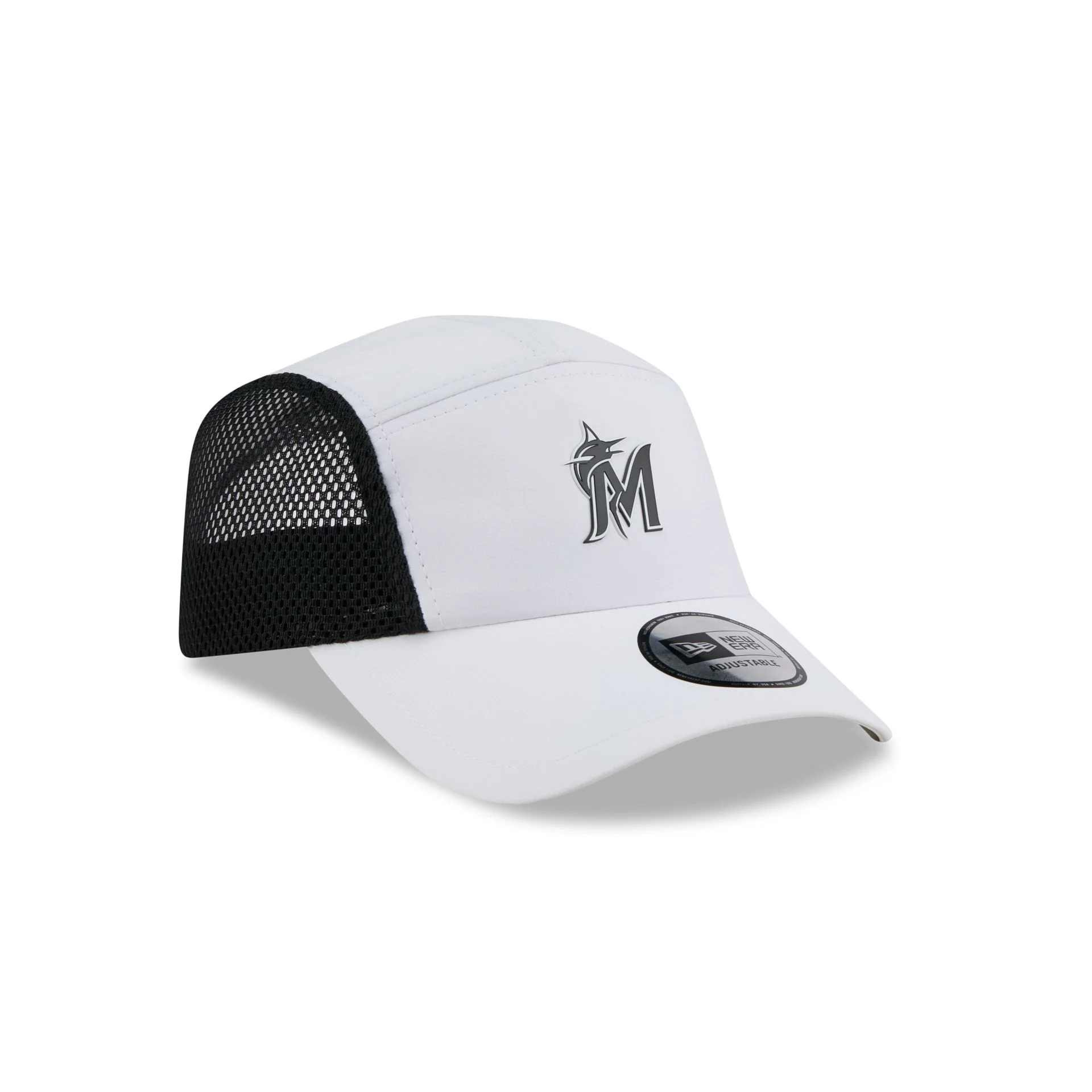 Miami Marlins White Poly Runner Adjustable Hat