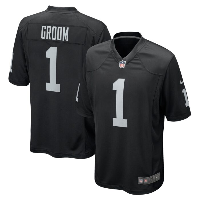 Men’s Las Vegas Raiders Number 1 Groom Nike Black Game Jersey