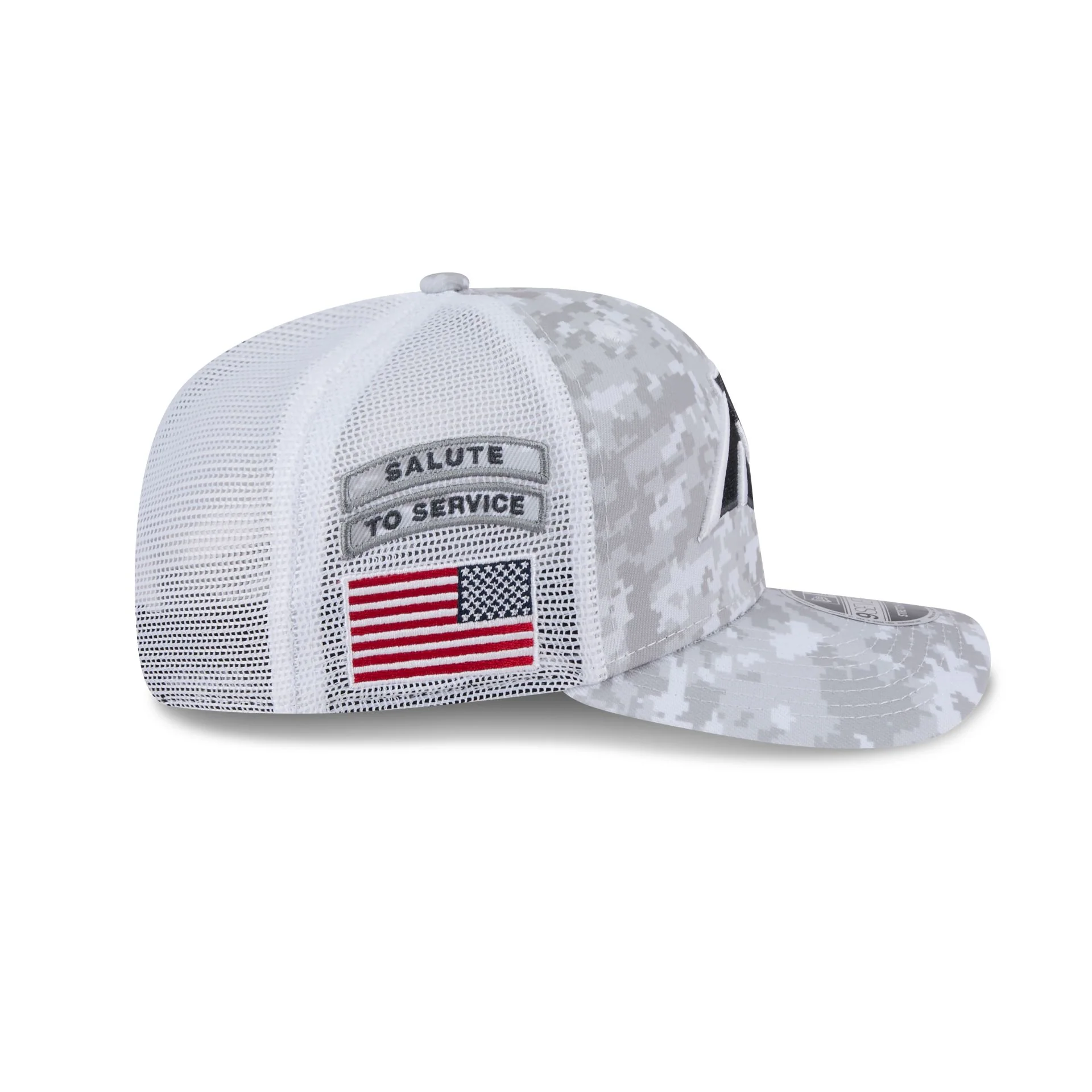 Carolina Panthers 2024 Salute to Service 9SEVENTY Trucker Hat