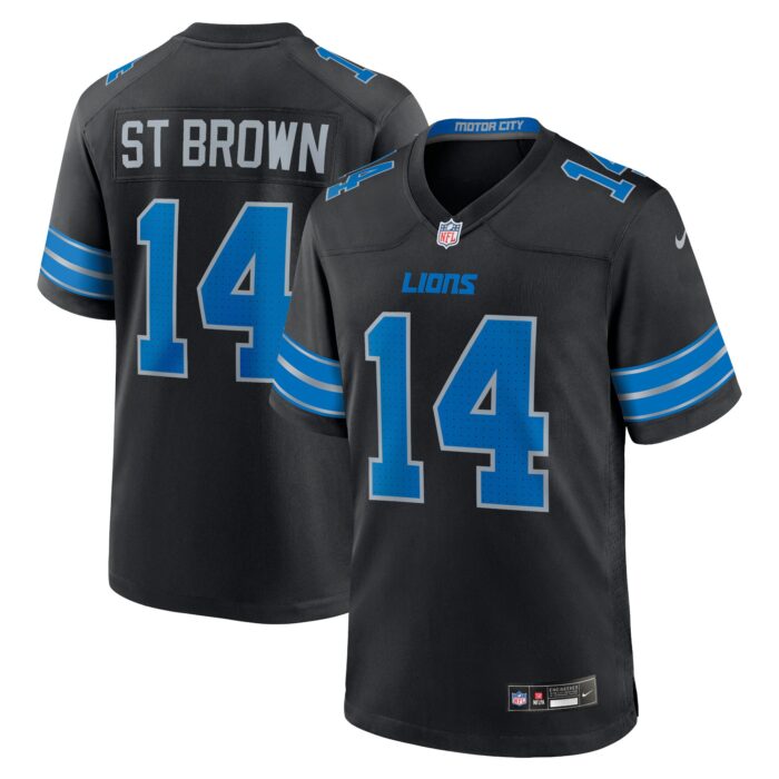 Men’s Detroit Lions Amon-Ra St. Brown Nike Black 2nd Alternate Game Jersey