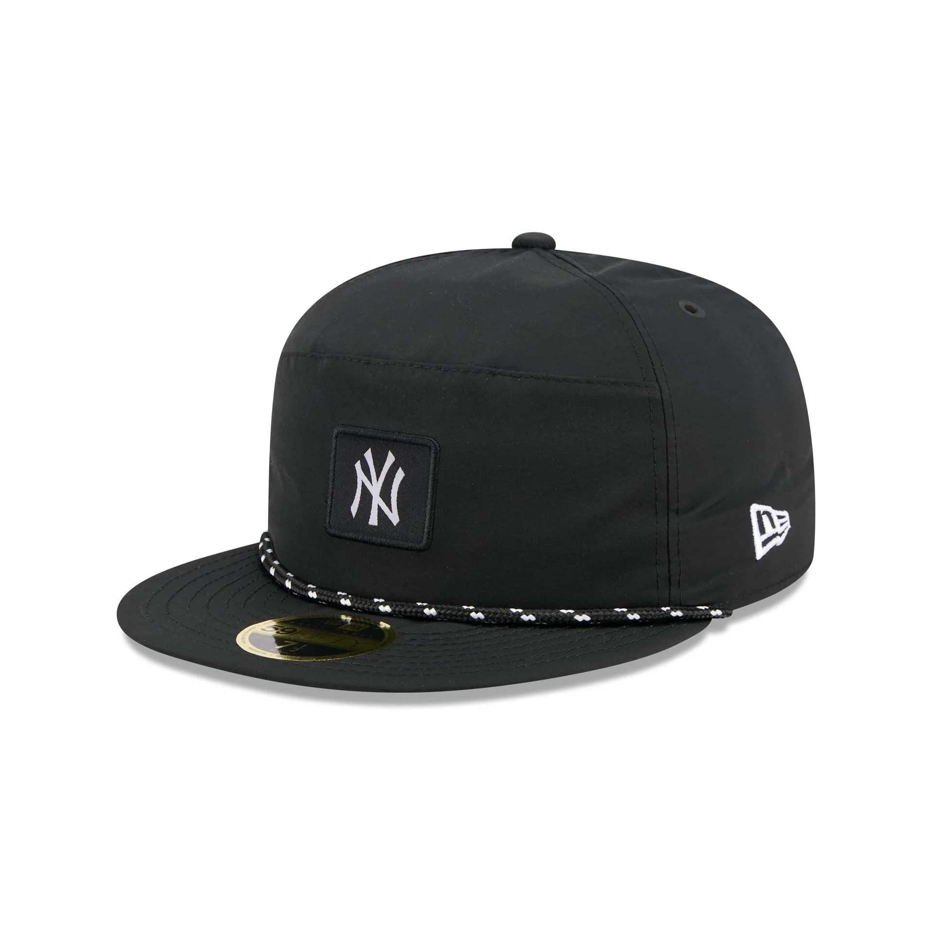 New York Yankees Black Poly Rope Split Panel 59FIFTY Fitted Hat