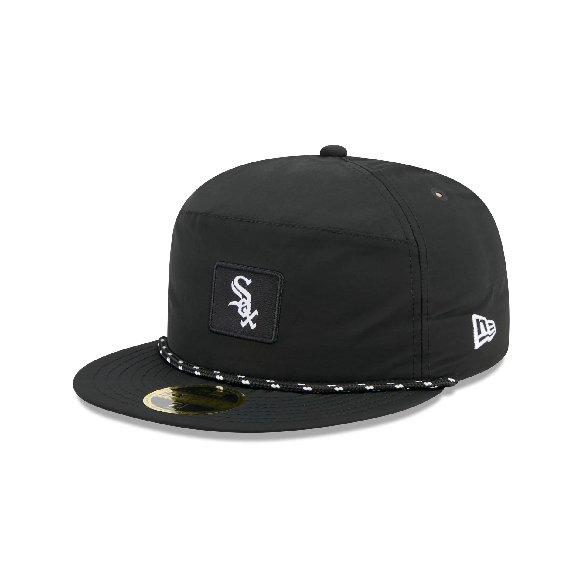 Chicago White Sox Black Poly Rope Split Panel 59FIFTY Fitted Hat