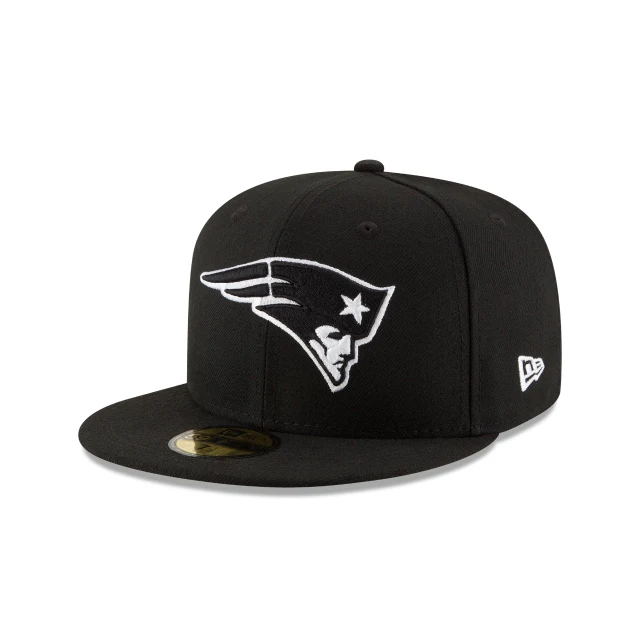 New England Patriots Black & White 59FIFTY Fitted Hat