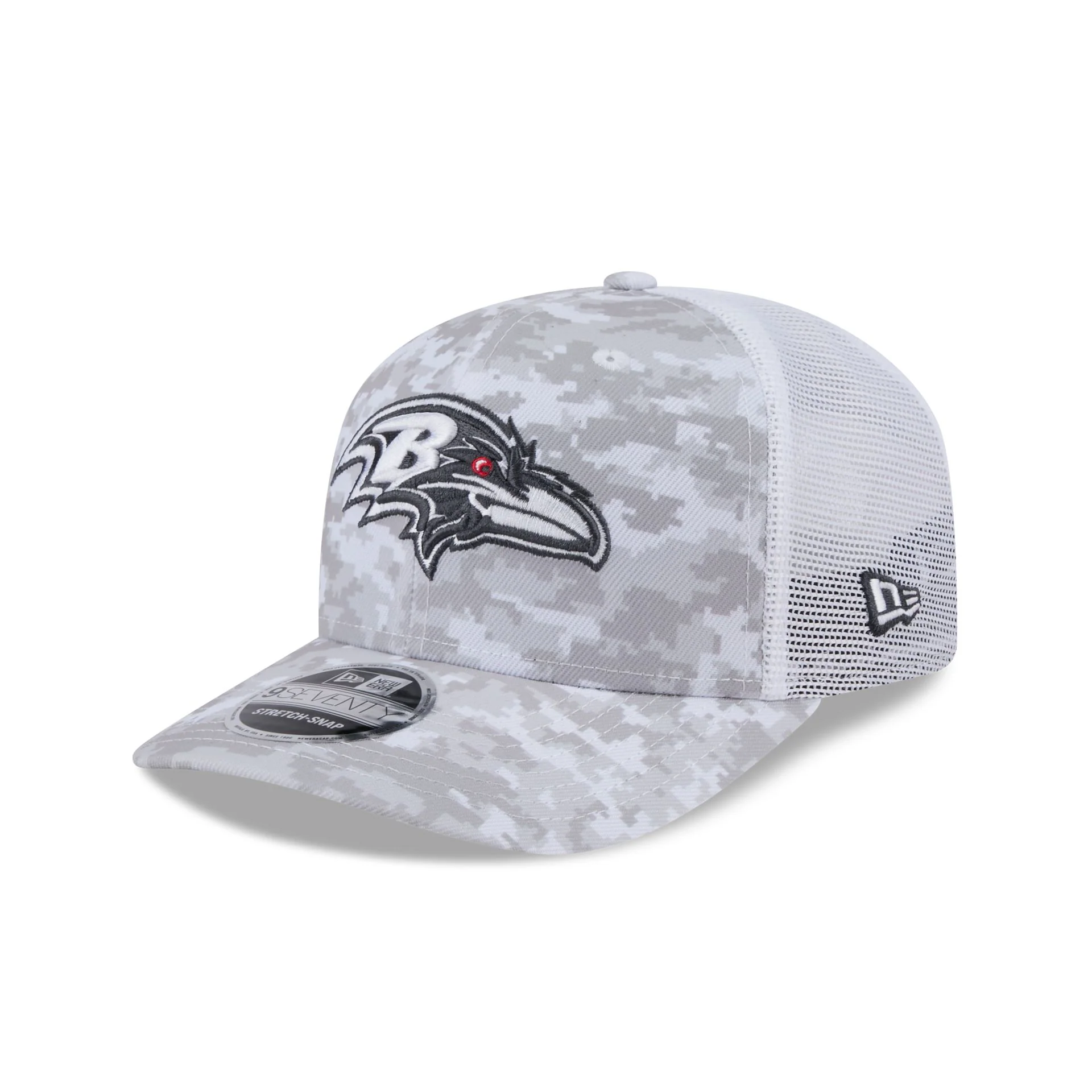 Baltimore Ravens 2024 Salute to Service 9SEVENTY Trucker Hat