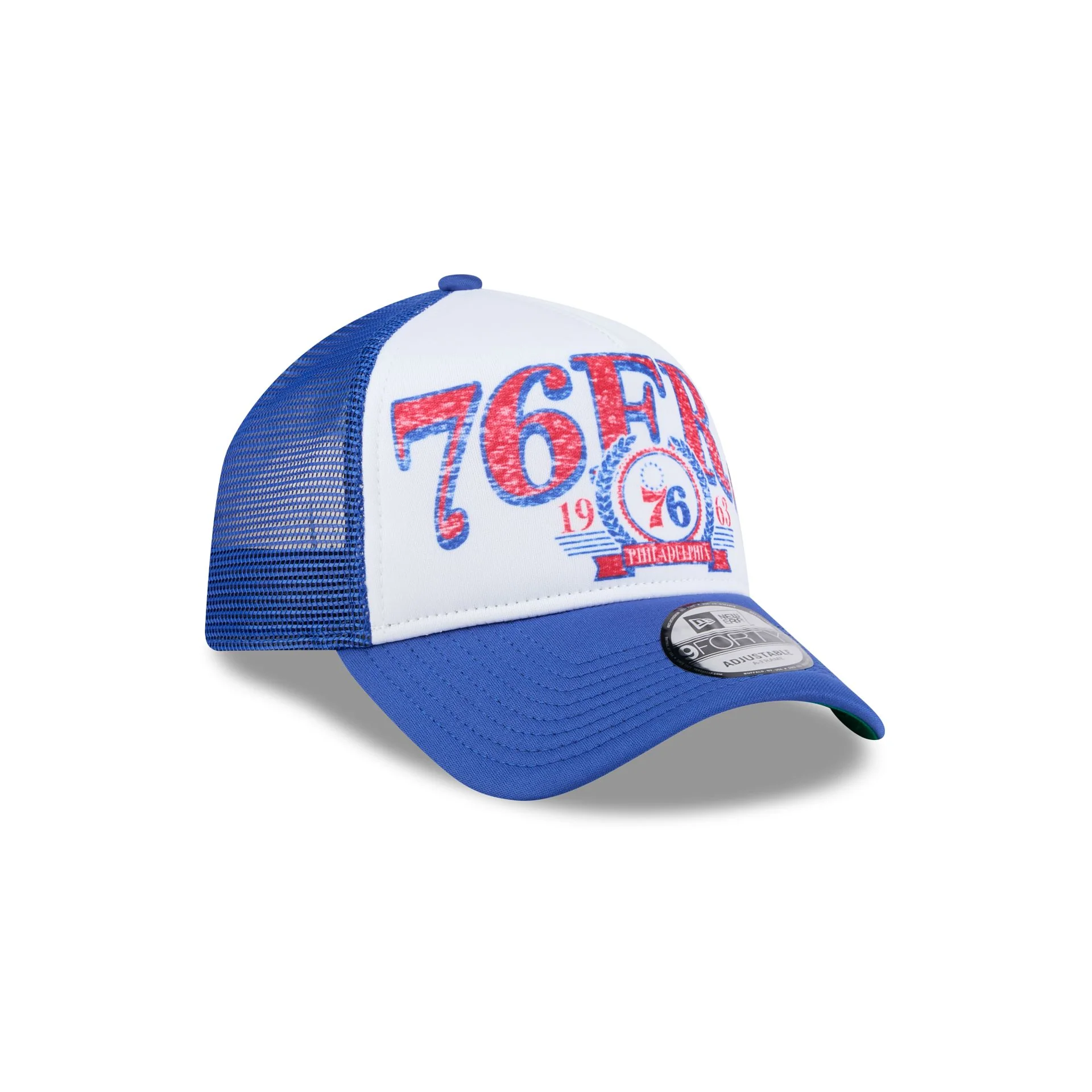 Philadelphia 76ers Distressed 9FORTY A-Frame Trucker Hat
