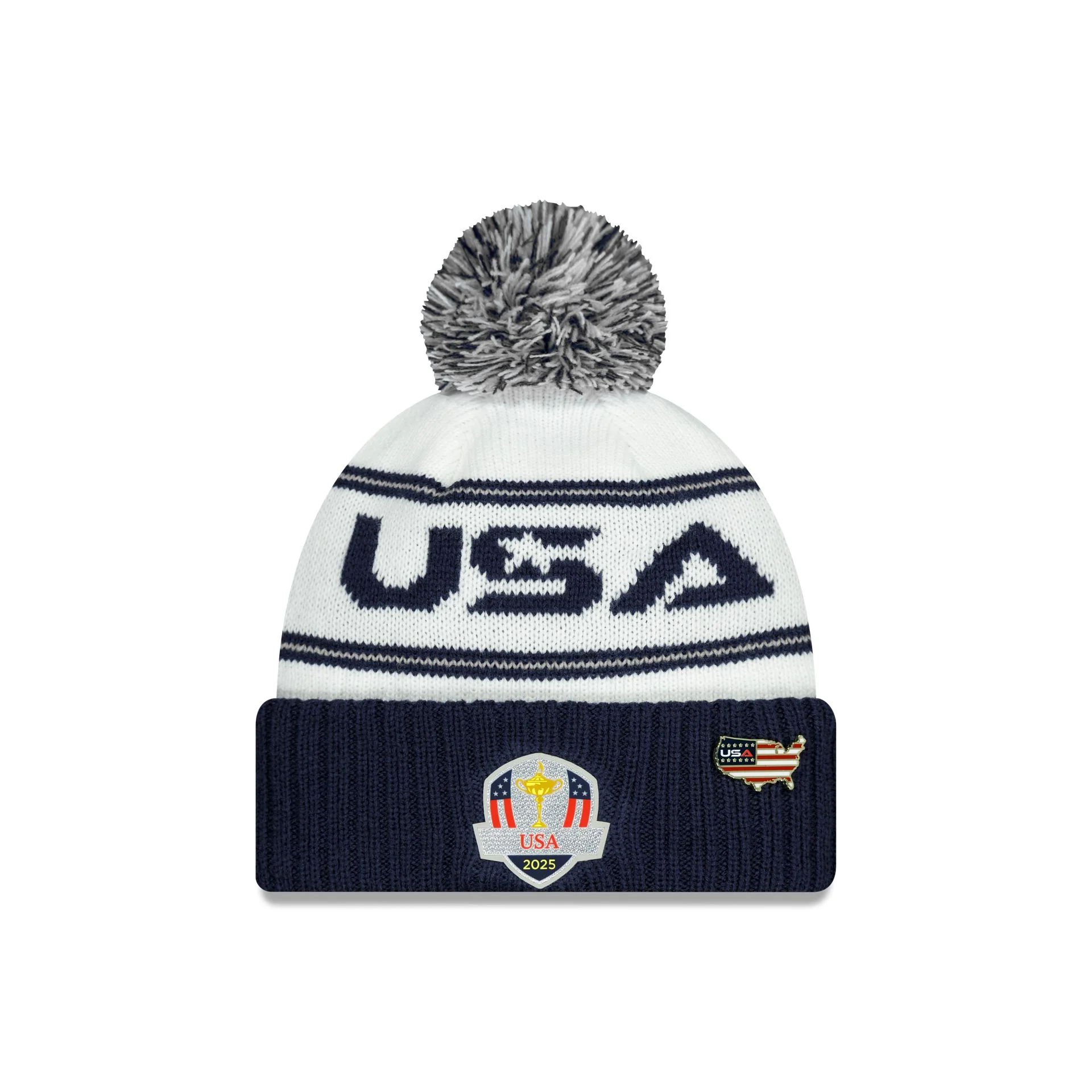 2025 Ryder Cup Team USA White Pom Knit Hat