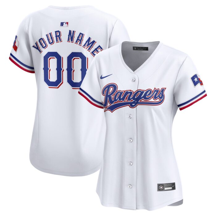 Women’s Texas Rangers Nike White Home Limited Custom Jersey