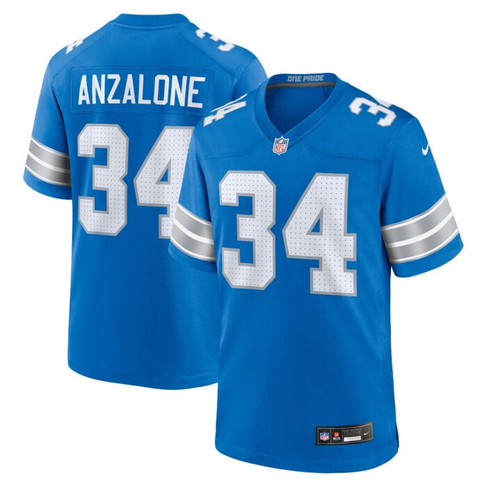 Men’s Detroit Lions Alex Anzalone Nike Blue Game Jersey