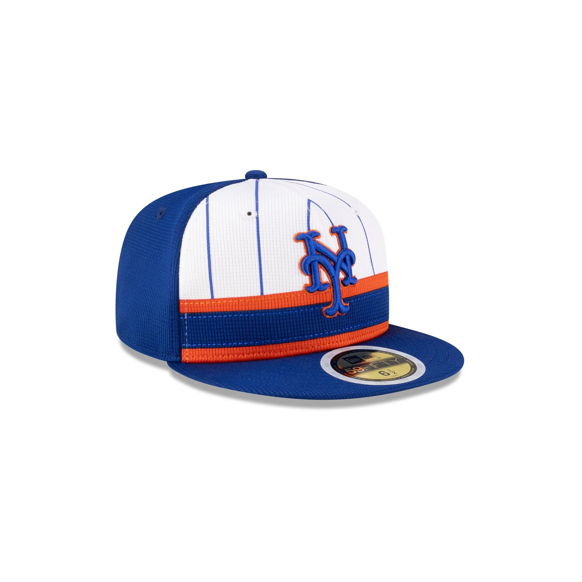 New York Mets 2025 Batting Practice Pinstripe Kids 59FIFTY Fitted Hat