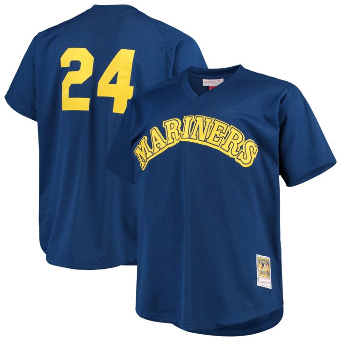 Men’s Seattle Mariners Ken Griffey Jr. Mitchell & Ness Royal Big & Tall Cooperstown Collection Mesh Batting Practice Jersey