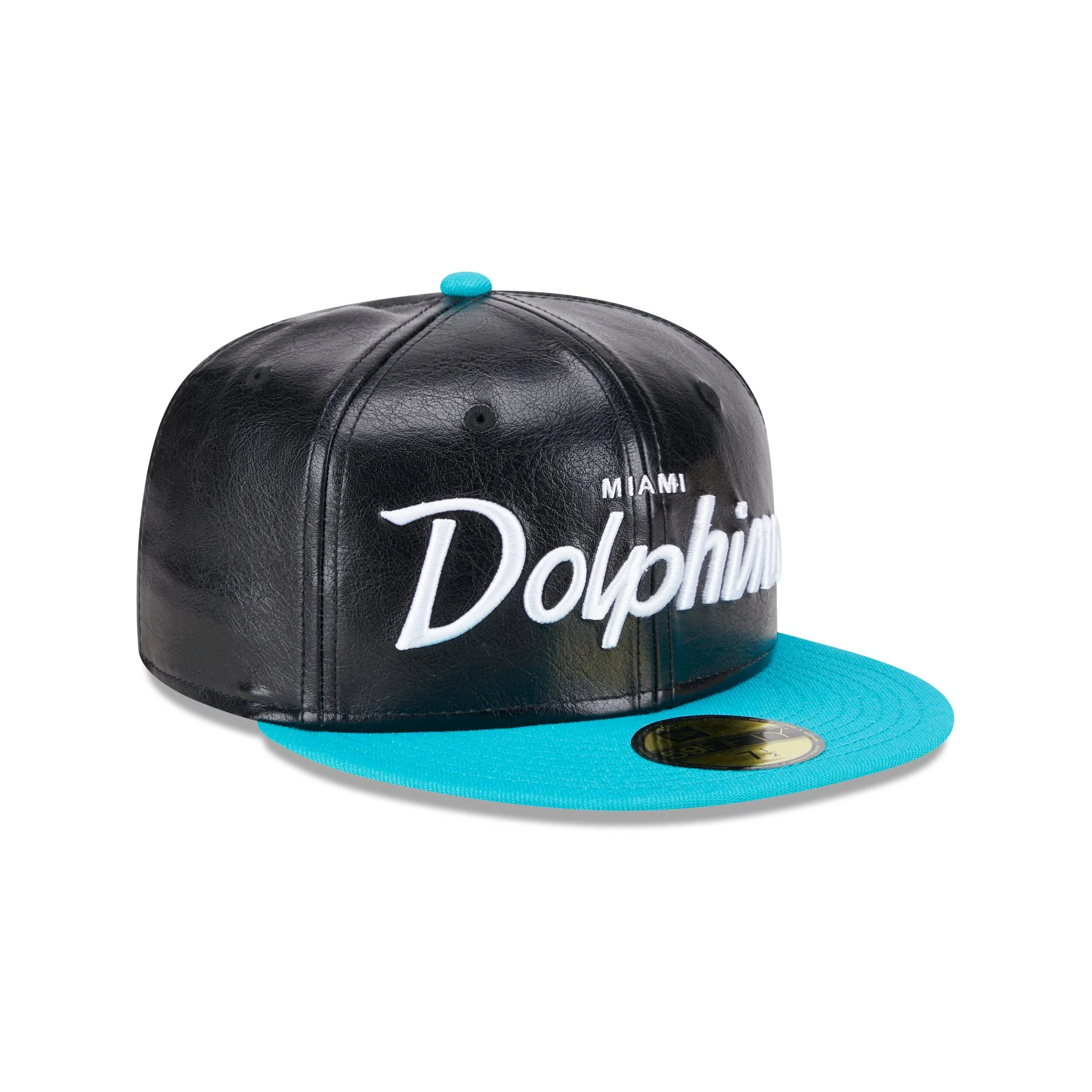 Miami Dolphins Faux Leather Crown 59FIFTY Fitted Hat
