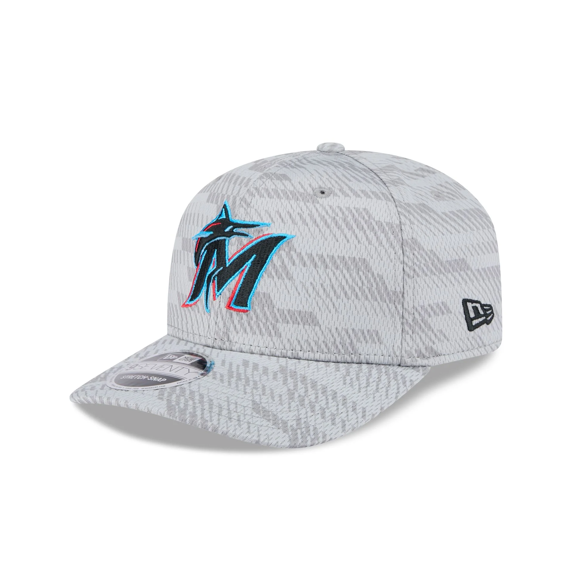 Miami Marlins 2025 Clubhouse Gray 9SEVENTY Stretch-Snap Hat