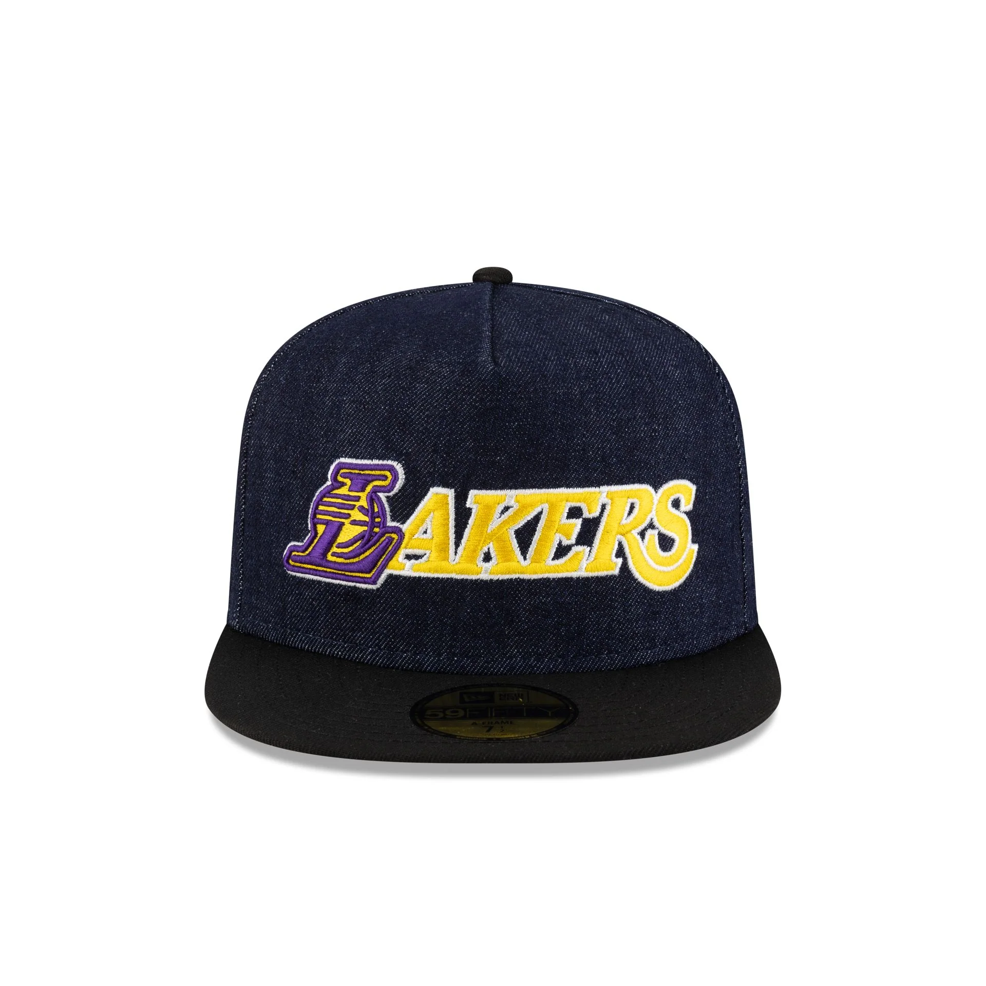 Los Angeles Lakers Navy Denim 59FIFTY A-Frame Fitted Hat