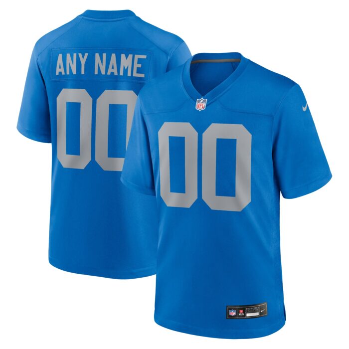 Men’s Detroit Lions Nike Blue Alternate Custom Game Jersey