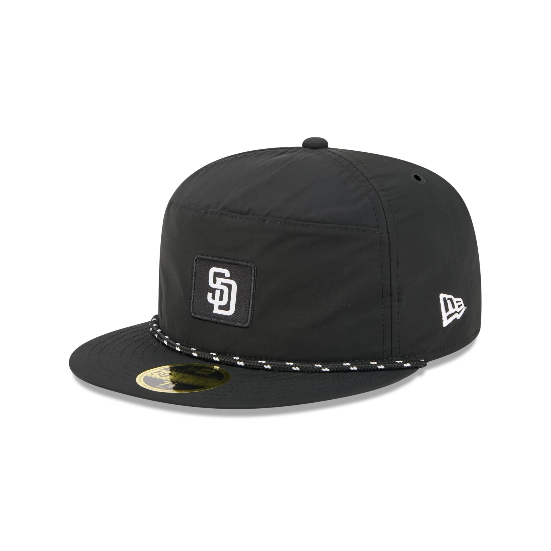 San Diego Padres Black Poly Rope Split Panel 59FIFTY Fitted Hat