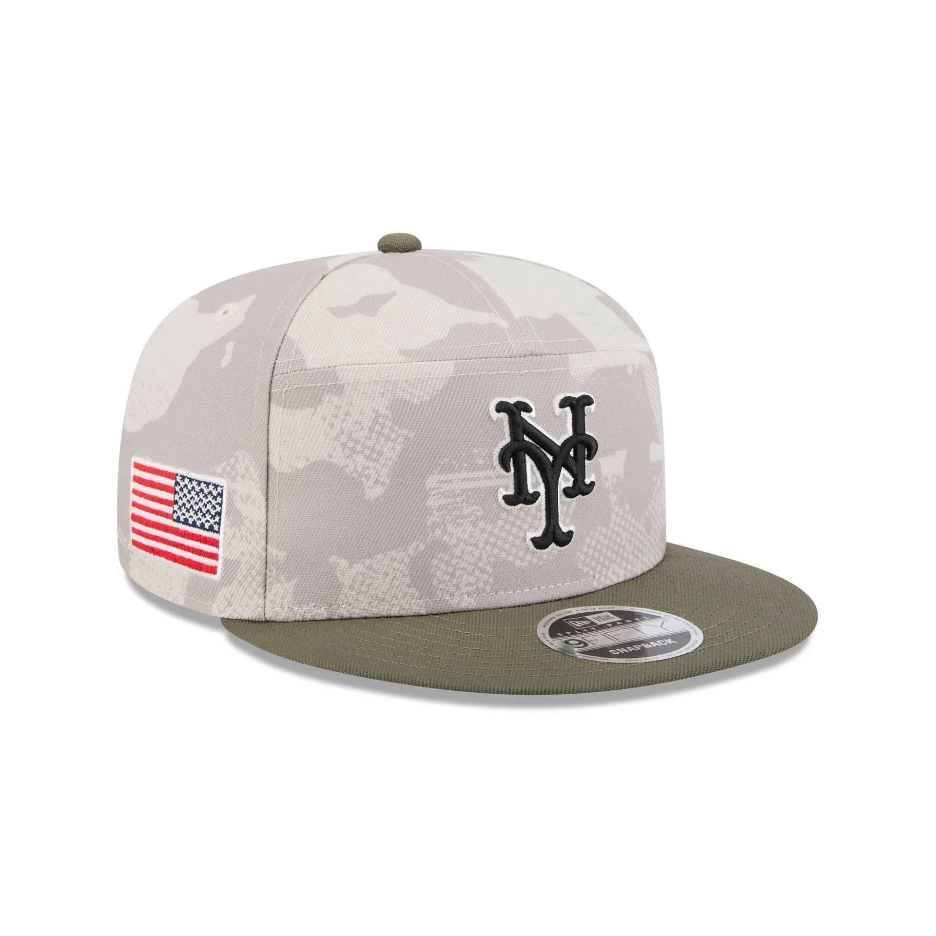 New York Mets Armed Forces Day 2025 Split Panel 9FIFTY Snapback Hat