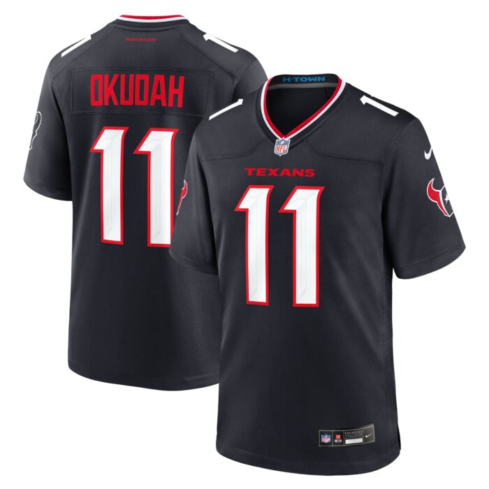 Men’s Houston Texans Jeff Okudah Nike Navy Team Game Jersey