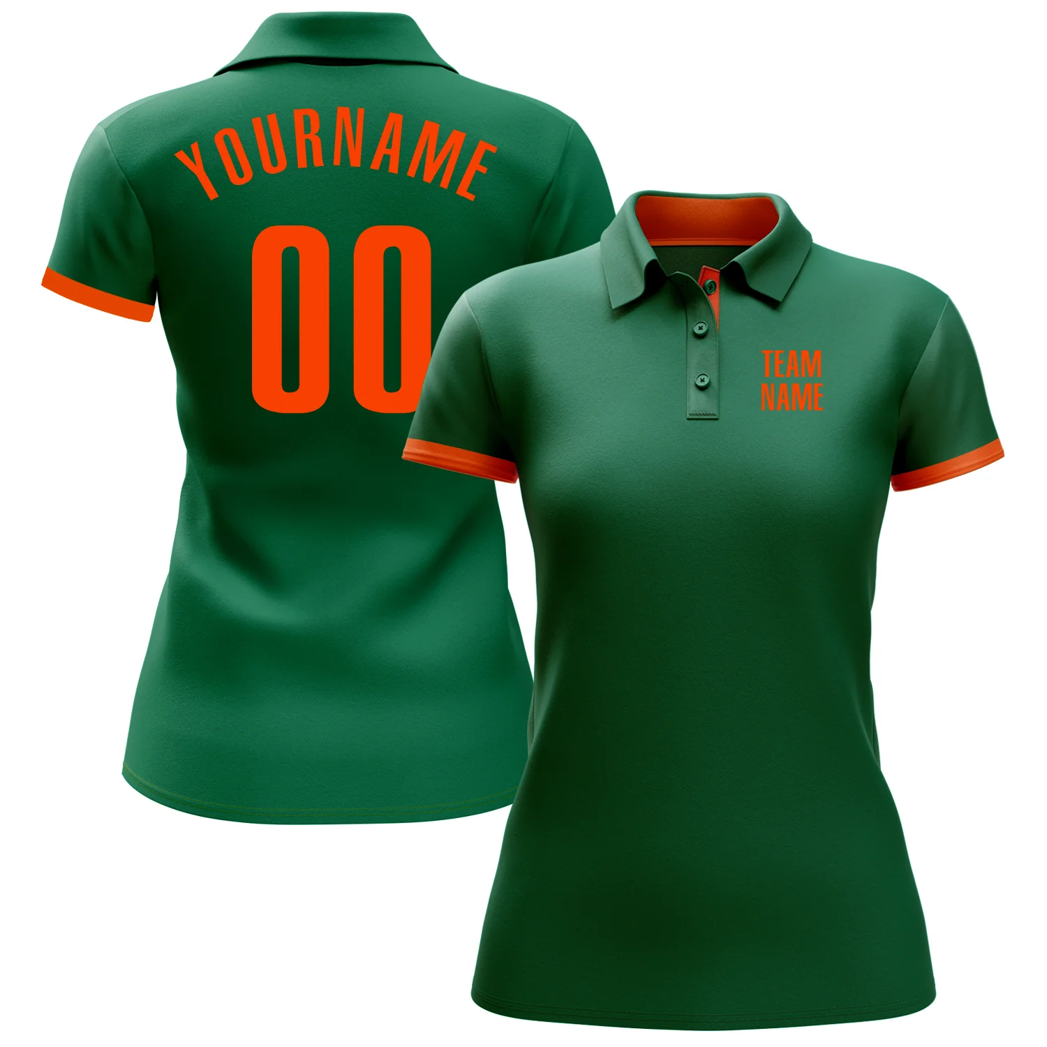 Custom Kelly Green Orange Performance Golf Polo Shirt