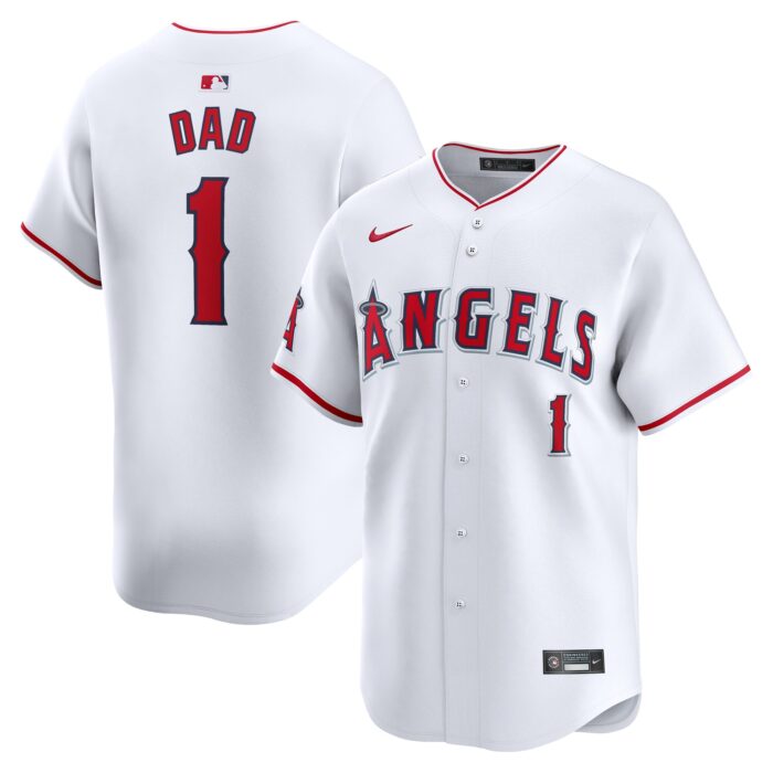 Men’s Los Angeles Angels Nike White #1 Dad Home Limited Jersey