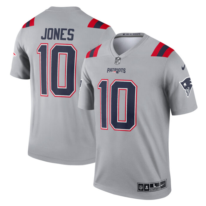 Men’s New England Patriots Mac Jones Nike Gray Inverted Legend Jersey
