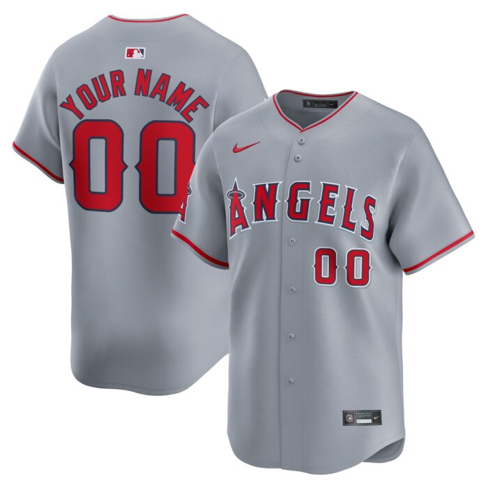 Men’s Los Angeles Angels  Nike Gray Away Limited Custom Jersey