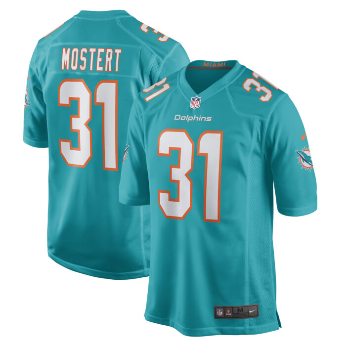 Men’s Miami Dolphins Raheem Mostert Nike Aqua Game Jersey