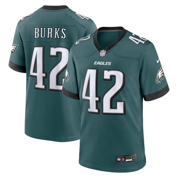 Men’s Philadelphia Eagles Oren Burks Nike Midnight Green Game Jersey