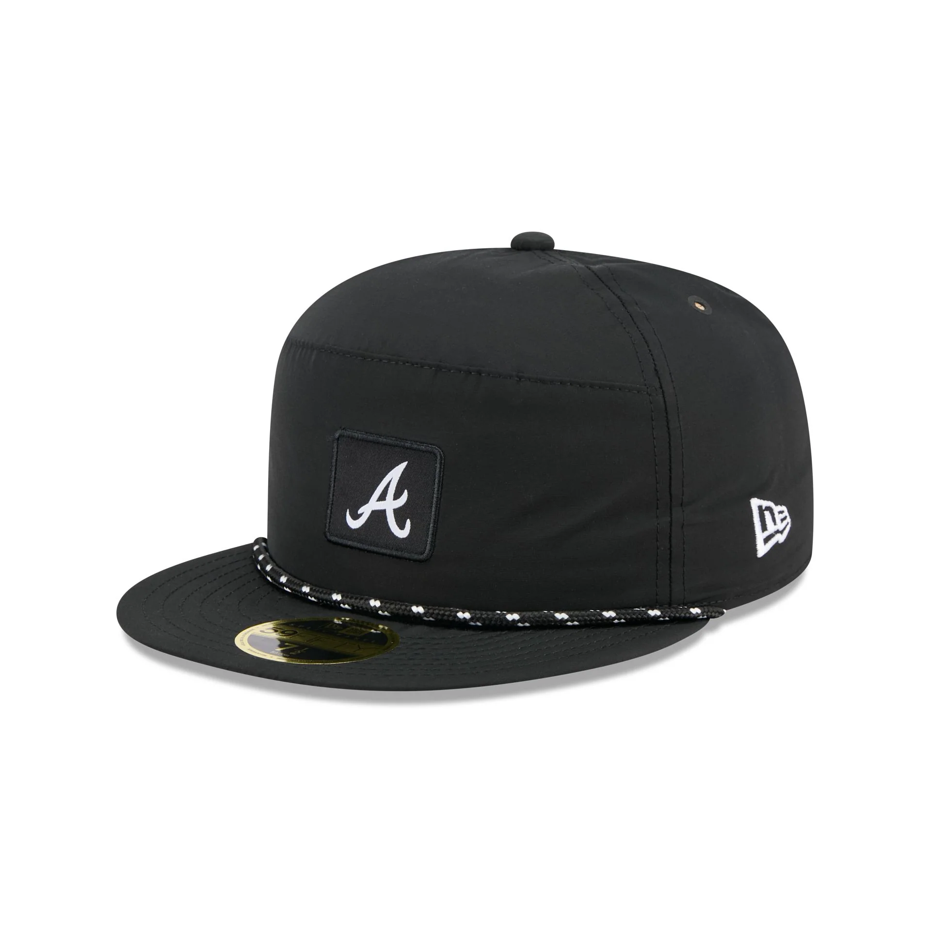 Atlanta Braves Black Poly Rope Split Panel 59FIFTY Fitted Hat