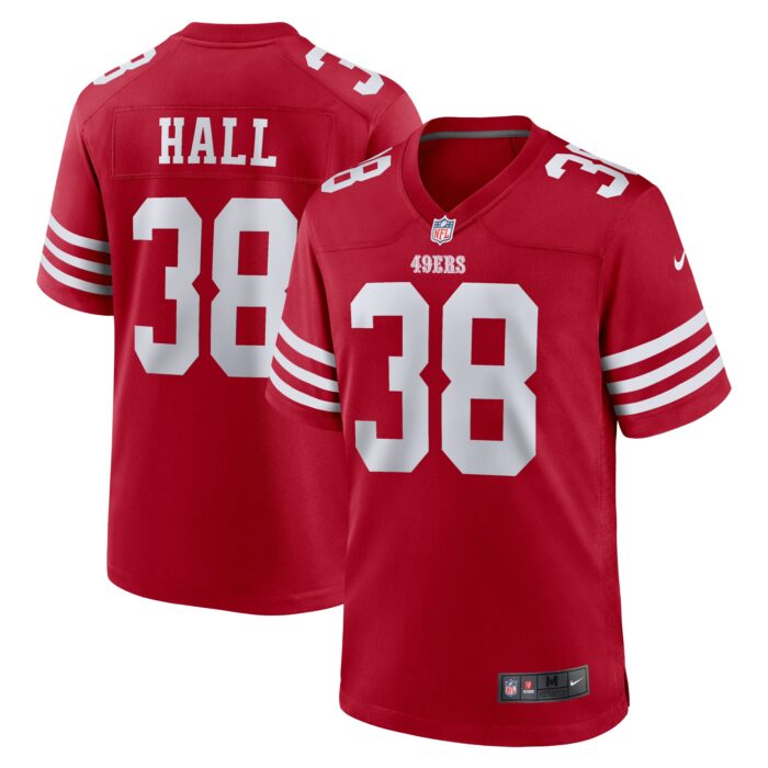 Men’s San Francisco 49ers Kemon Hall Nike Scarlet Team Game Jersey