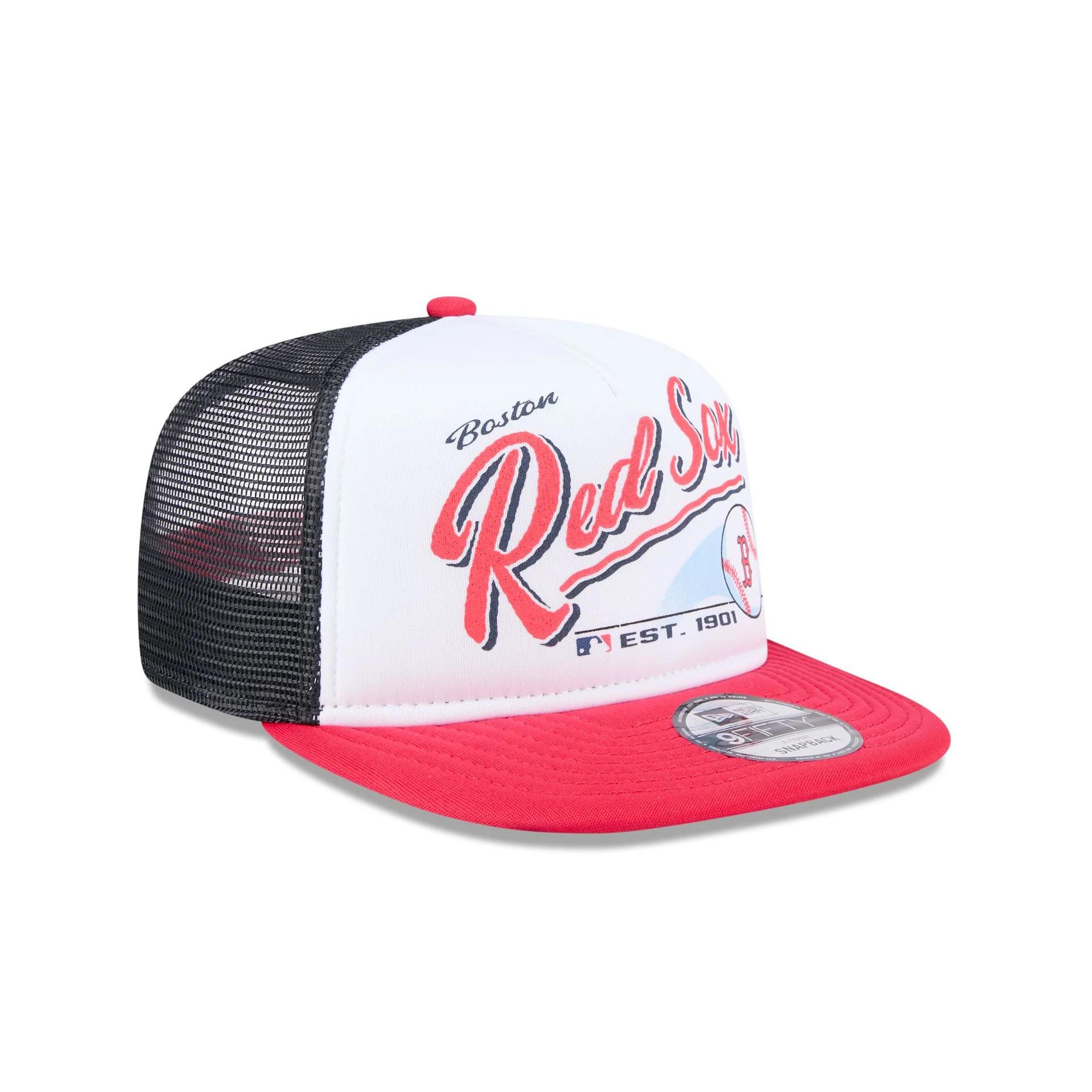 Boston Red Sox Retro Script 9FIFTY A-Frame Trucker Hat