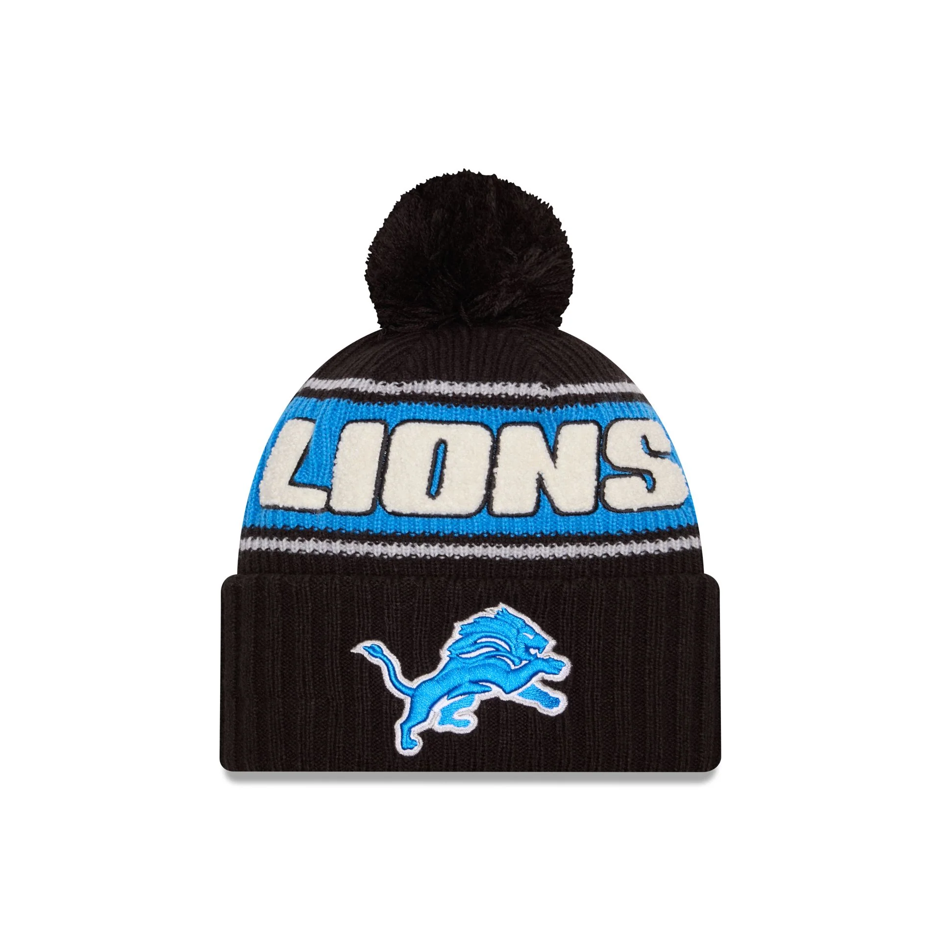 Detroit Lions 2024 Cold Weather Black Pom Knit Hat
