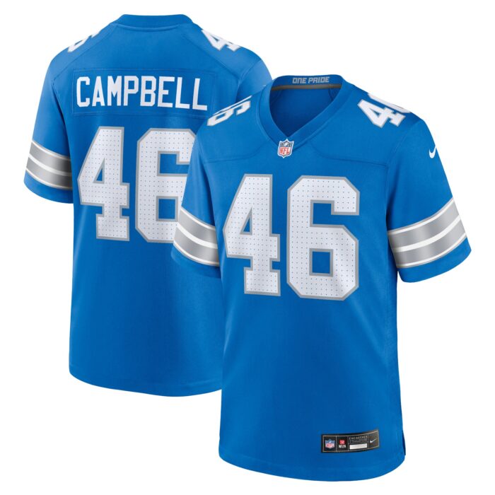 Men’s Detroit Lions Jack Campbell Nike Blue Game Jersey