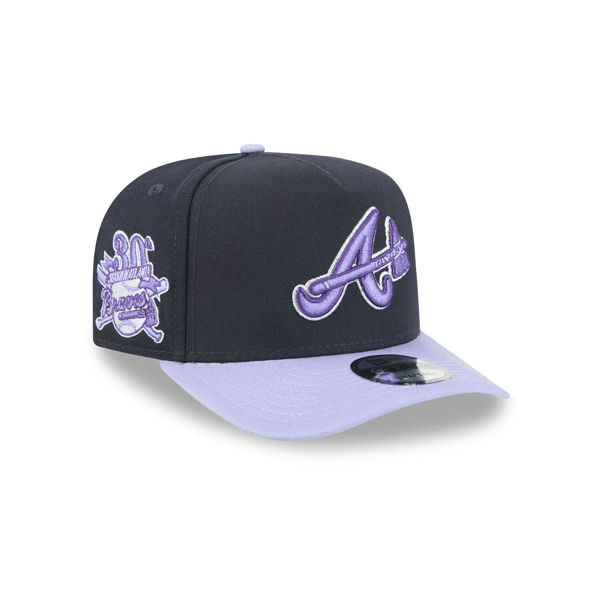 Atlanta Braves Navy Lavender 9FIFTY A-Frame Snapback Hat
