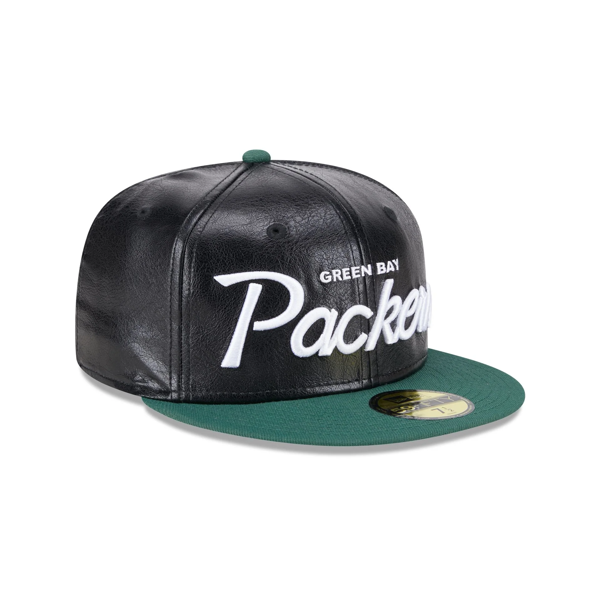 Green Bay Packers Faux Leather Crown 59FIFTY Fitted Hat