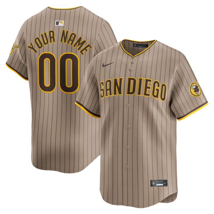 Men’s San Diego Padres  Nike Khaki  Alternate Limited Custom Jersey