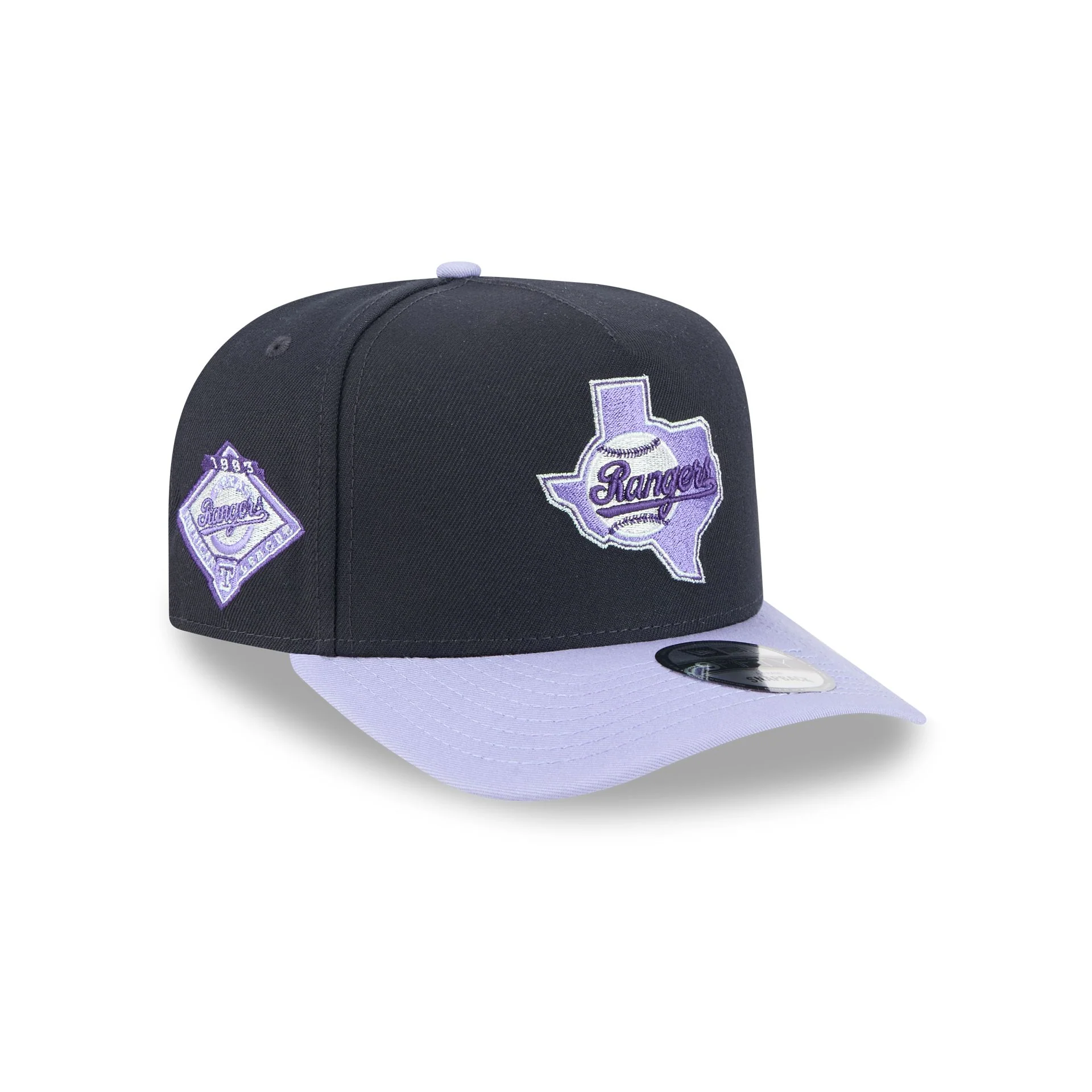 Texas Rangers Navy Lavender 9FIFTY A-Frame Snapback Hat