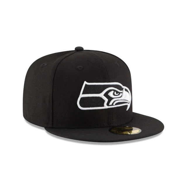 Seattle Seahawks Black & White 59FIFTY Fitted Hat