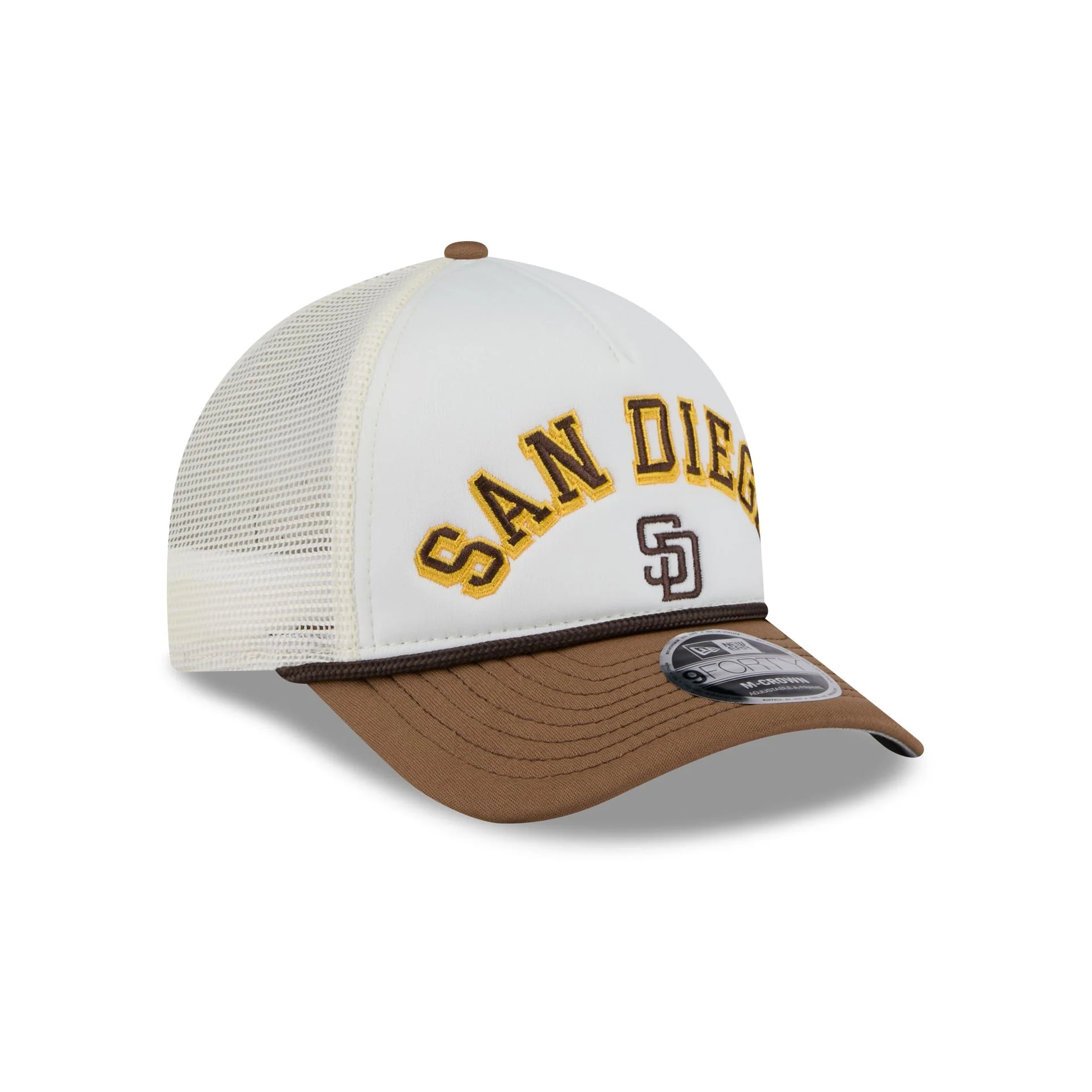 San Diego Padres Chrome Arch 9FORTY M-Crown A-Frame Trucker Hat