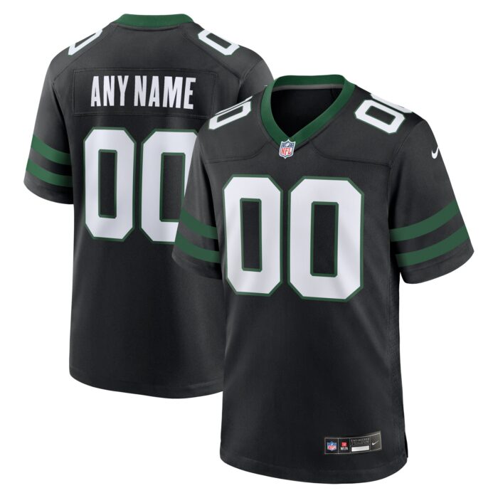 Men’s New York Jets Nike Legacy Black Alternate Custom Game Jersey
