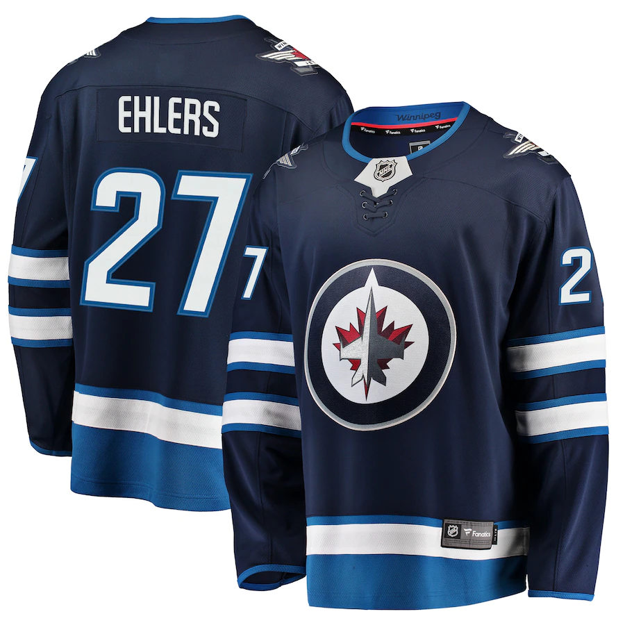 Men's Winnipeg Jets 27 Nikolaj Ehlers Navy Breakaway Replica Jersey
