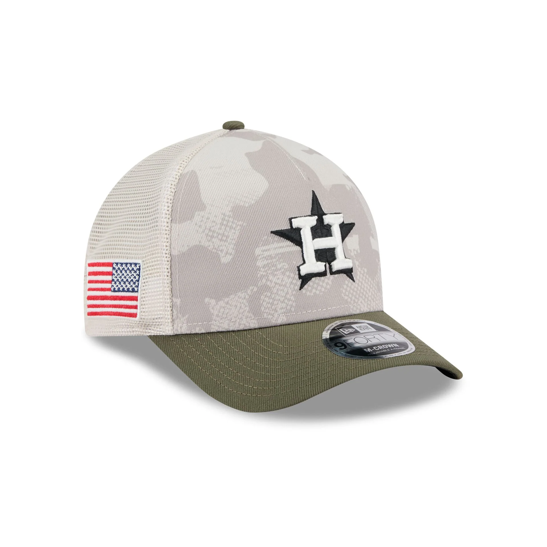 Houston Astros Armed Forces Day 2025 9FORTY M-Crown A-Frame Trucker Hat