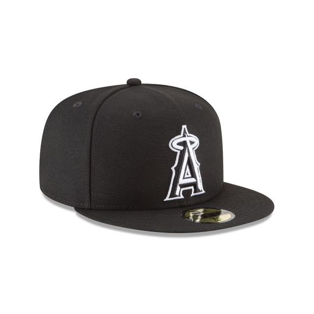 Los Angeles Angels Black and White Basic 59FIFTY Fitted Hat