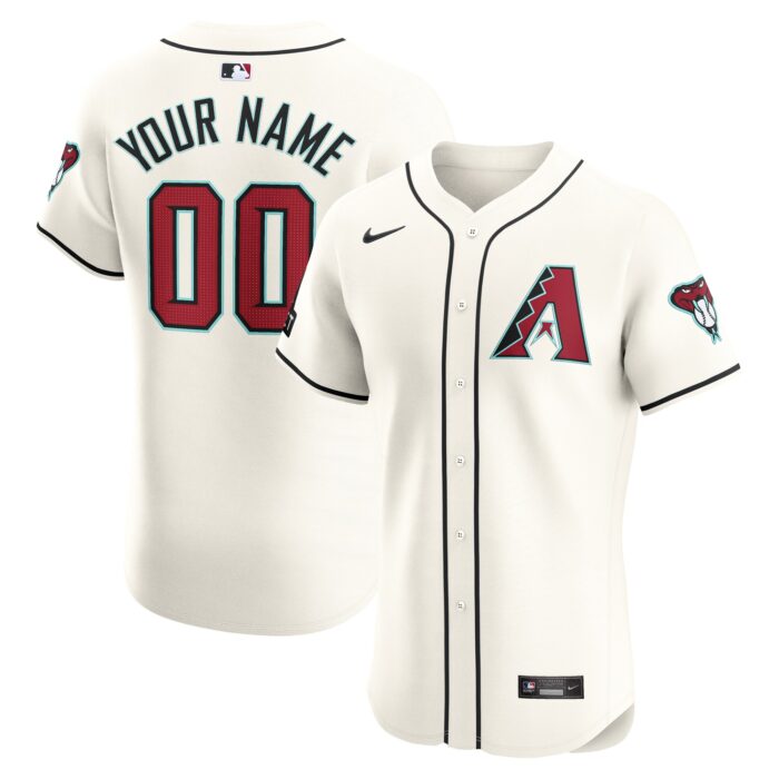 Men’s Arizona Diamondbacks Nike White Home Elite Custom Patch Jersey