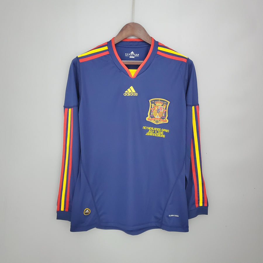 Spain Mundial Away Jersey 2010 Retro Long Sleeve