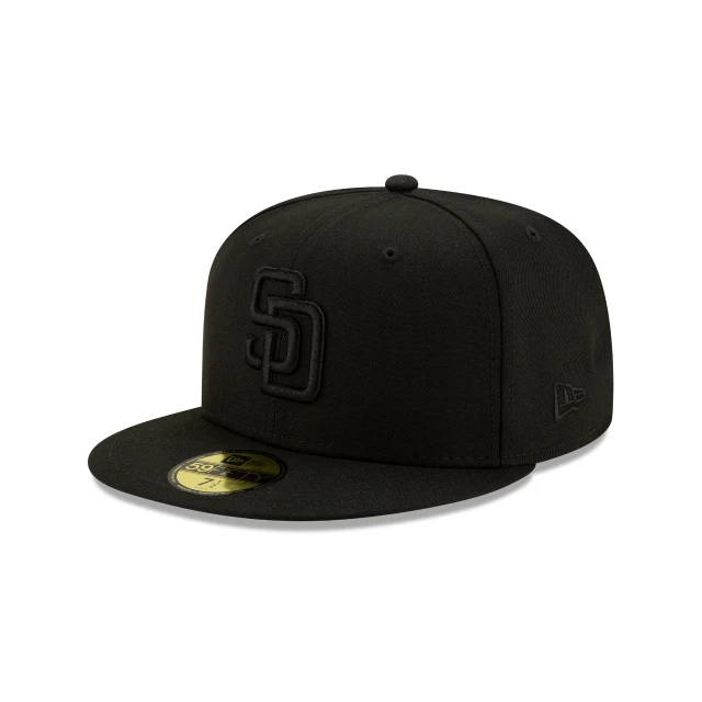 San Diego Padres Basic Black On Black 59FIFTY Fitted Hat