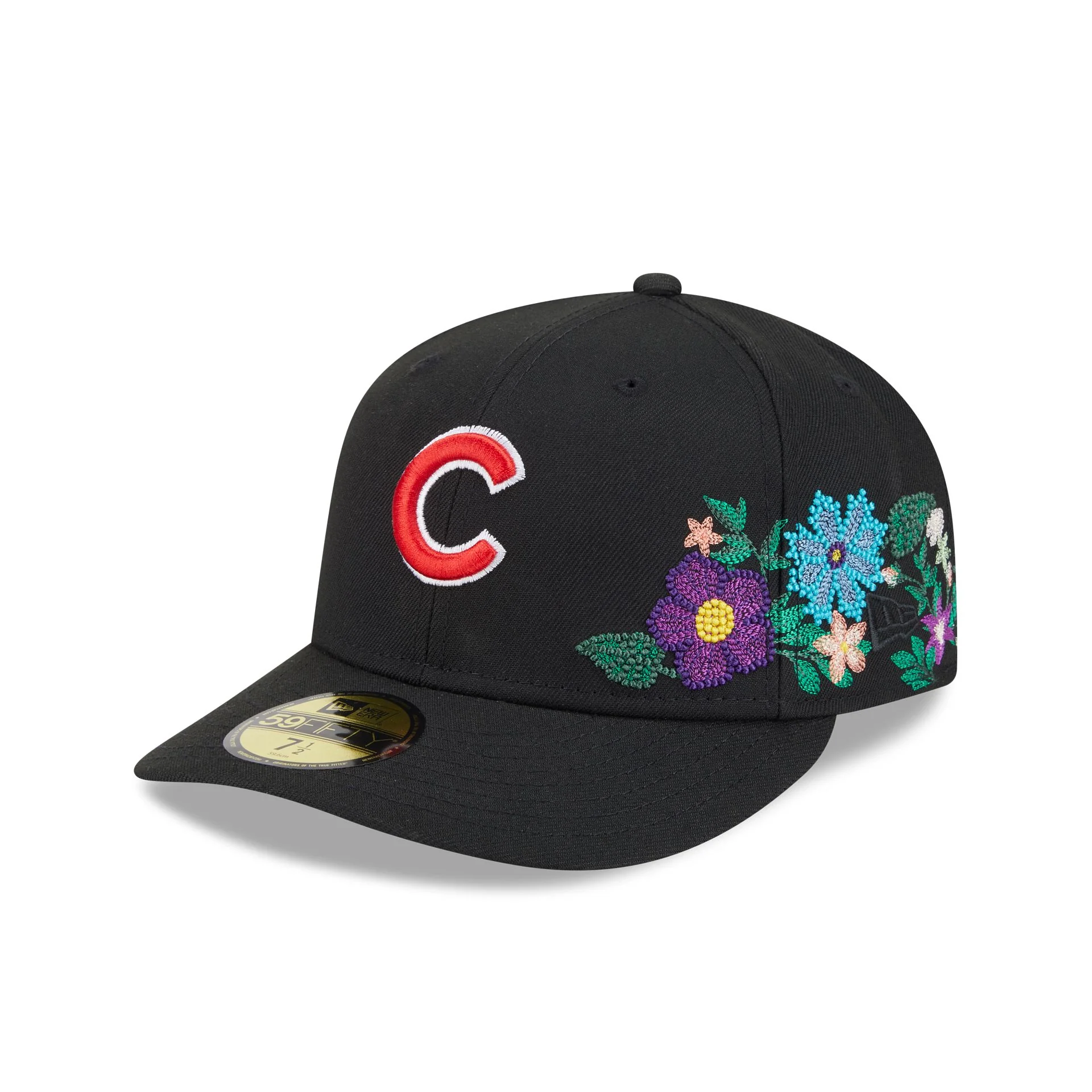 Chicago Cubs Tonal Florals Black 59FIFTY Fitted Hat